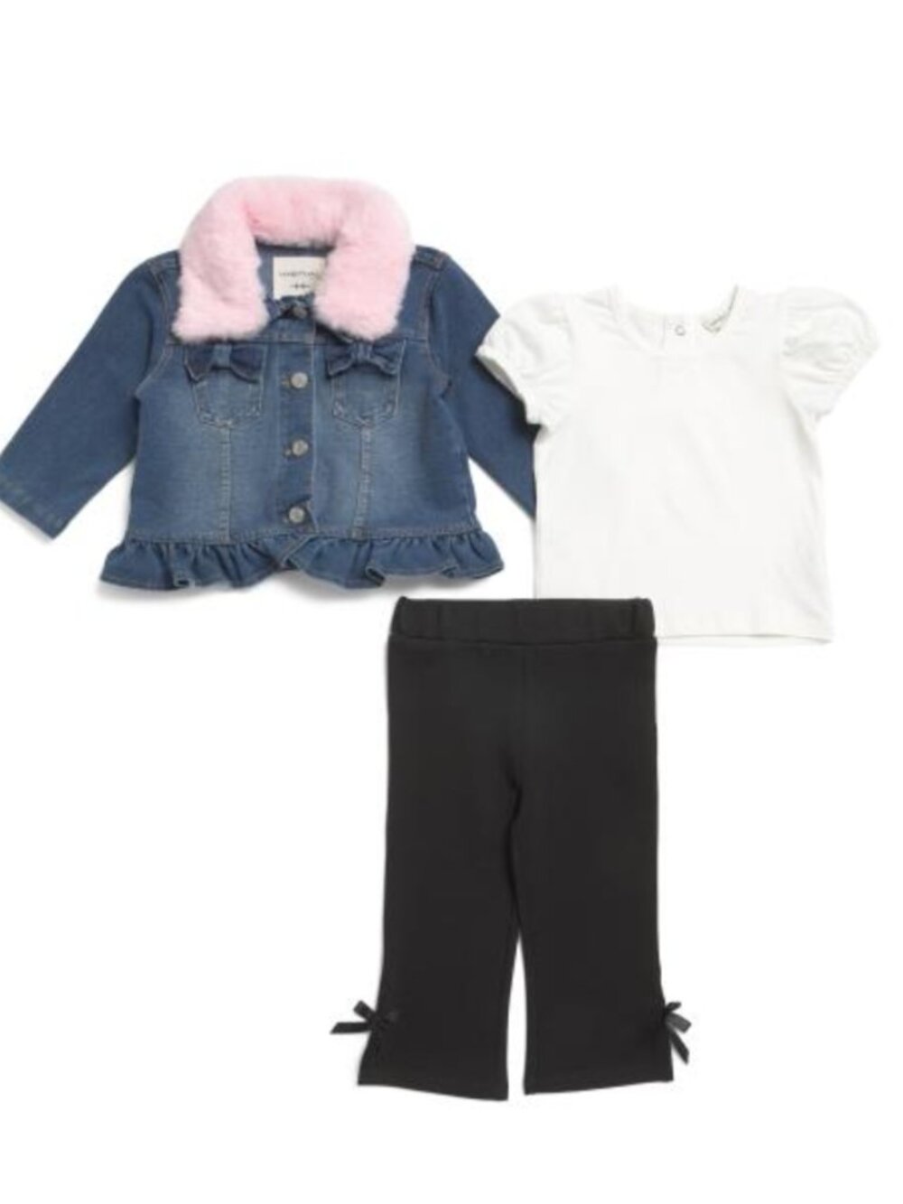 NWT HABITUAL Infant Girls 3pc Denim Jacket Top And Pants Set